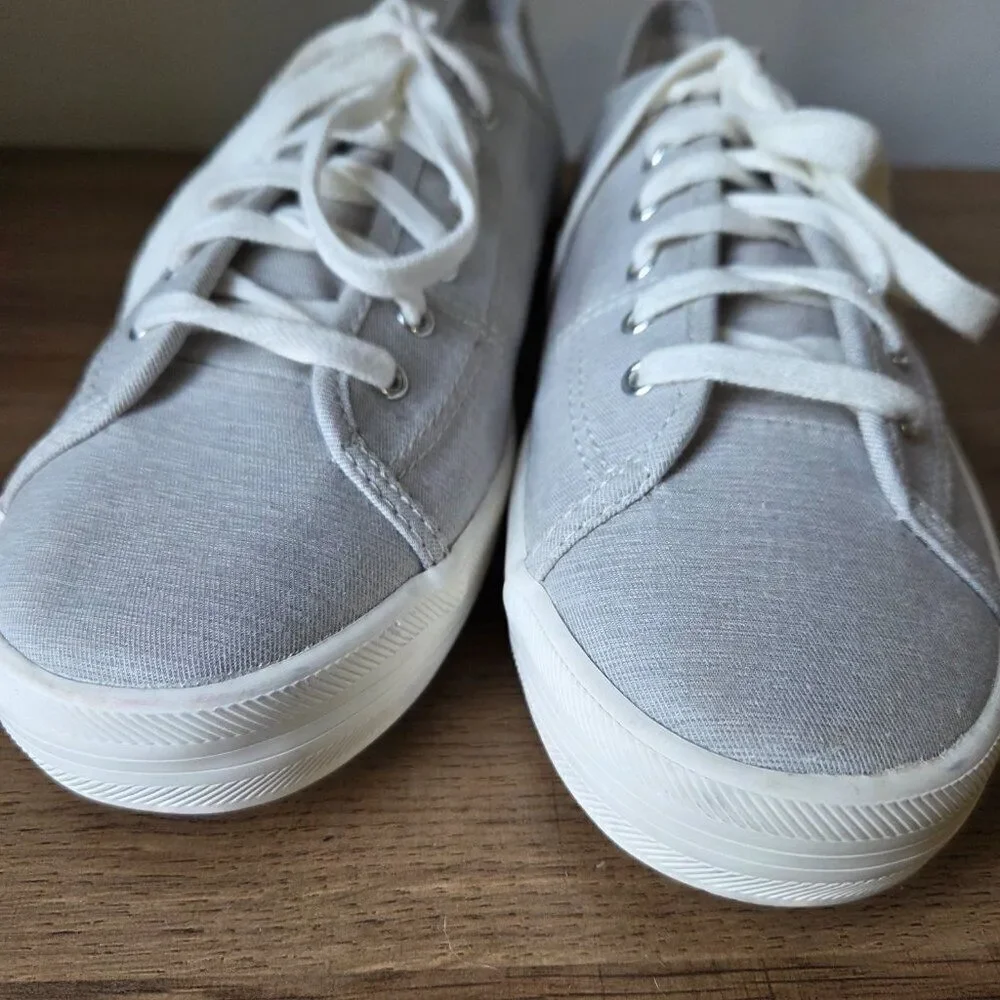 NEW W/O BOX KEDS LIGHT GREY FABRIC UPPER LACED SNEAKERS SIZE 9.5 WOMENS
